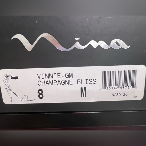 Nina Vinne Champagne Bliss, Crystal Ankle Strap w Bow, High Heel Dress Sandal, 8 - Picture 9 of 11